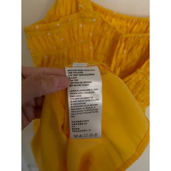 Urban Outfitters Romper Women's XS Yellow White Dots Cleo Embroidered Tie Back - Picture 9 of 10